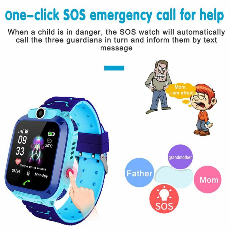 Kids Smart Waterproof Watch SOS Positioning Tracking Language Intercom Remote Monitoring Watch