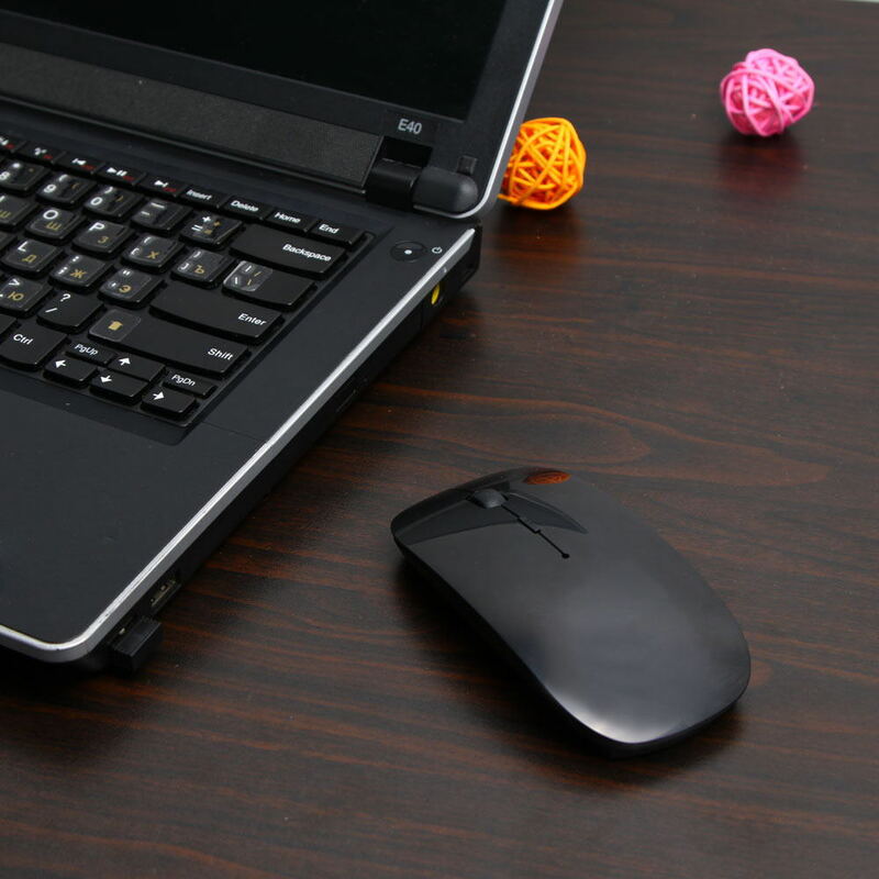 Mouse óptico sem fio para PC e laptop, 1600 DPI USB super fino receptor 2,4G