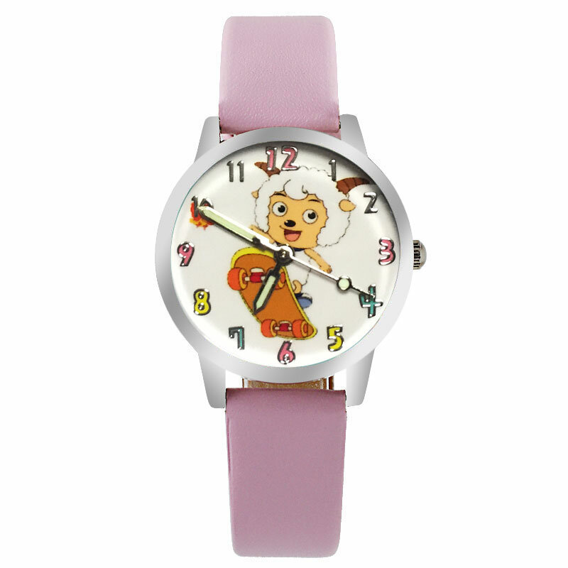 Reloj para niños, niñas y estudiantes, relojes de pulsera de cuero de oveja de dibujos animados bonitos, relojes de cuarzo informales, resistentes al agua