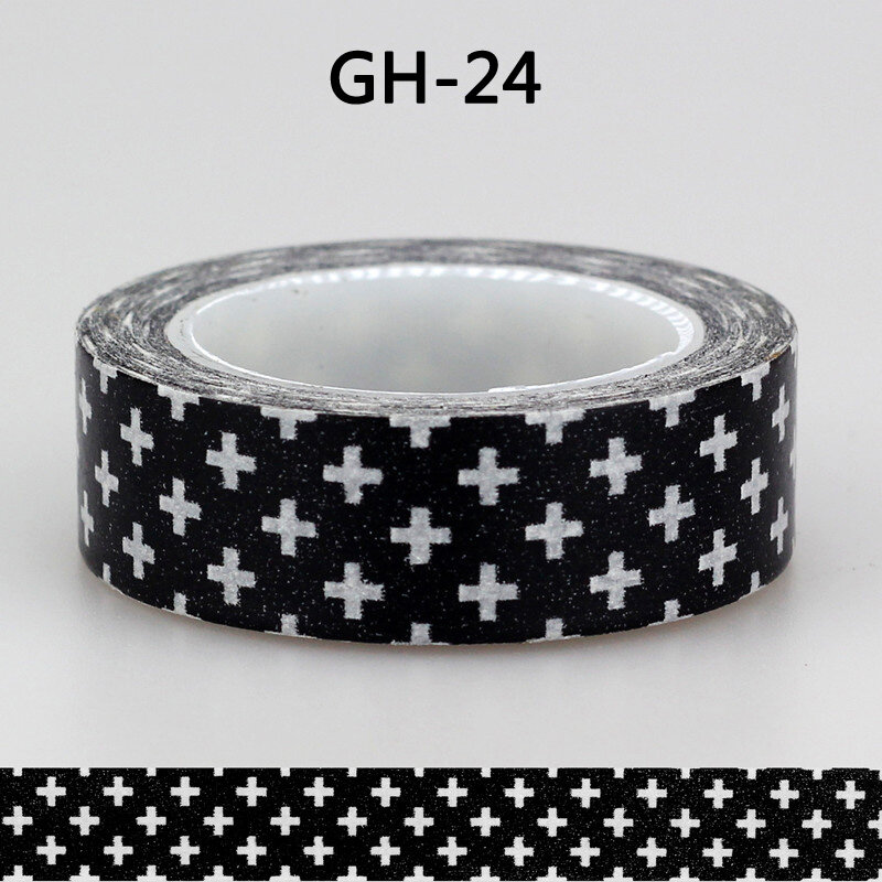 1x15mm cinta negro blanco set Dot, flor, Star Print Scrapbooking DIY Sticker decorativo Masking japonés Washi Tape papel Lot 10m