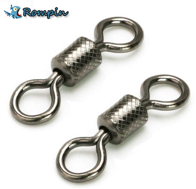 Rompin 50pcs/lot fishing swivels Ball Bearing swivel with safety snap solid rings rolling swivel for carp fishing accessories