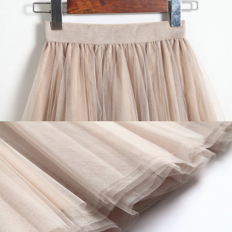 Moda spódnica z tiulu plisowane spódniczki Tutu kobiet halka Lolita druhny Vintage Midi spódniczka Tutu do tańca Jupe Saias faldas