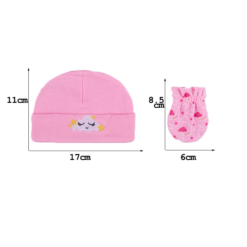 2021 Unisex czapki dla dzieci + rękawiczki bawełniane akcesoria dla dzieci nowonarodzone dopasowane dla niemowląt chłopcy dziewczęta zestawy śliczne nakrycia głowy Nightcap Sleep