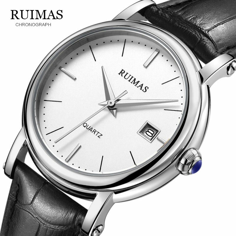 RUIMAS-ساعات أوتوماتيكية كلاسيكية للرجال ، ساعة يد أوتوماتيكية ، ميكانيكية ، أنالوج ، هيكل عظمي ، جلد أسود ، غلاف فولاذي أسود