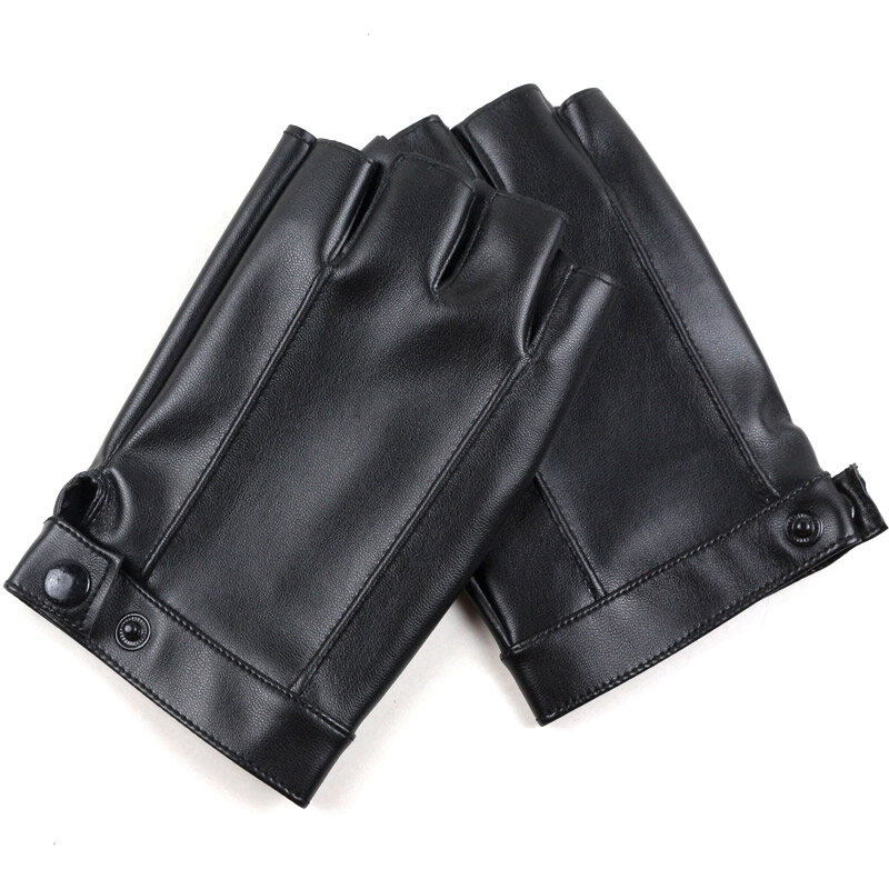 LONGSONGO Brand New Fashion Half Finger Gloves Unisex Leather Fingerless Gloves Driving Outdoor Gloves Guantes de cuero