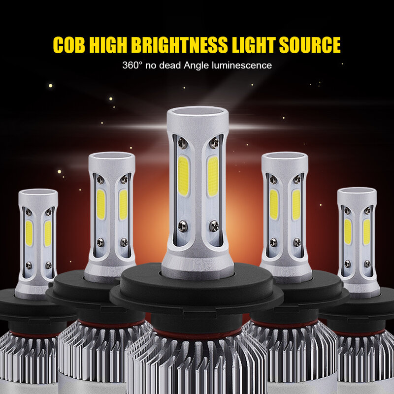 Lámpara LED antiniebla para motocicleta, Bombilla de faro delantero de coche de 6500K, H7, H4, H11, H8, HB4, H1, H3, HB3, 12V, 72W, 8000lm