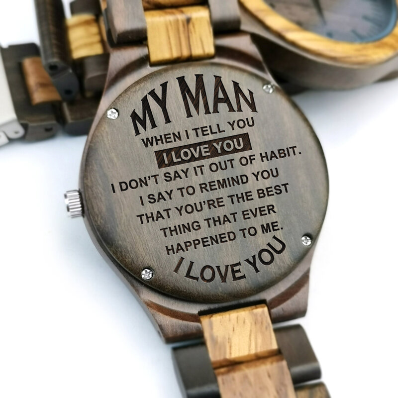 Para o meu homem gravado relógio de madeira eu quero todos os meus últimos para estar com você relógio de luxo relógios de aniversário presente de aniversário do feriado