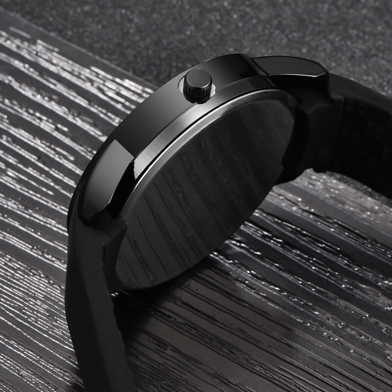 Relógio de pulso unissex criativo, relógio de quartzo com pulseira de silicone esportivo