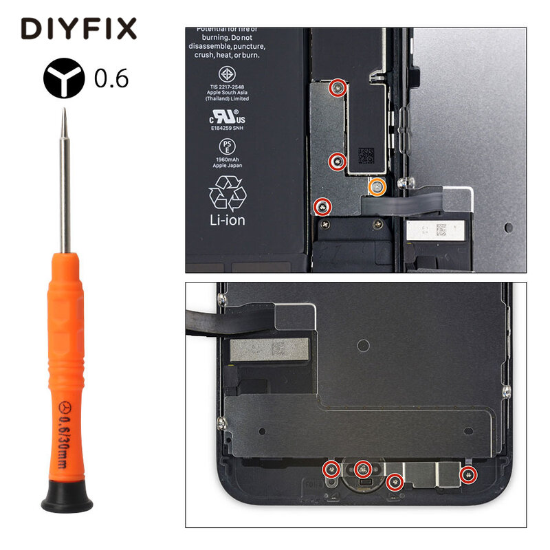 Diyfix kit de ferramentas de reparo de celular, conjunto de chave de fenda 21 em 1 para iphone 12x8 7 6s 6 plus