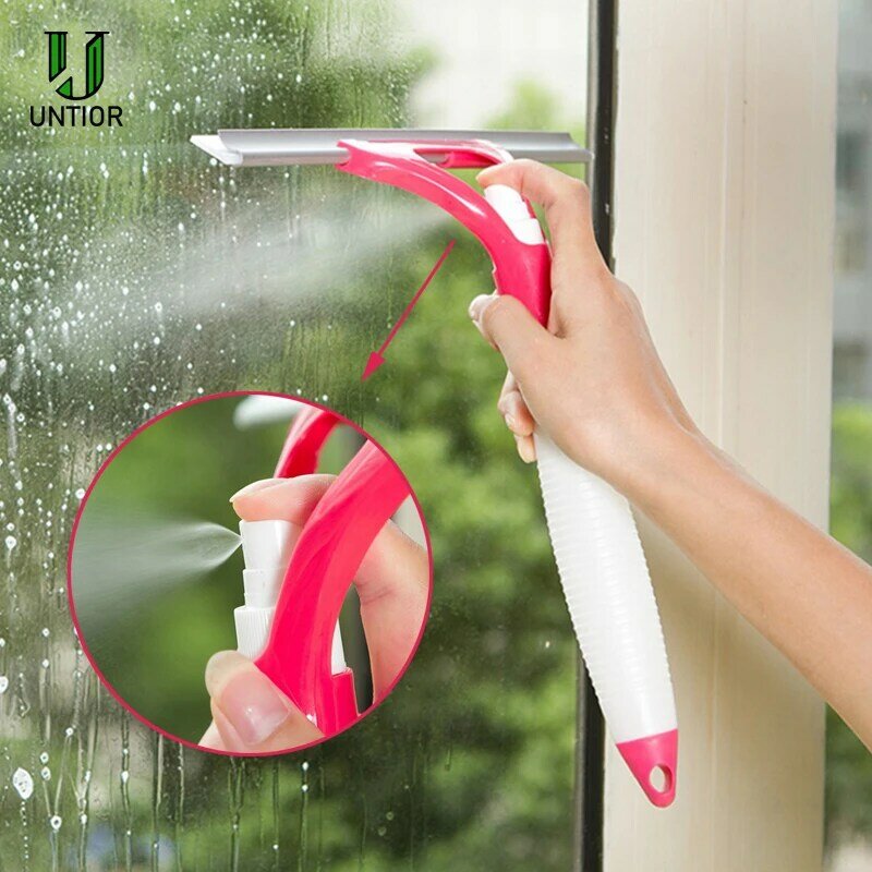 UNTIOR-فرشاة تنظيف نافذة سيليكون متعددة الوظائف ، ممسحة ، رذاذ ، مقبض محمول ، أدوات تنظيف النوافذ