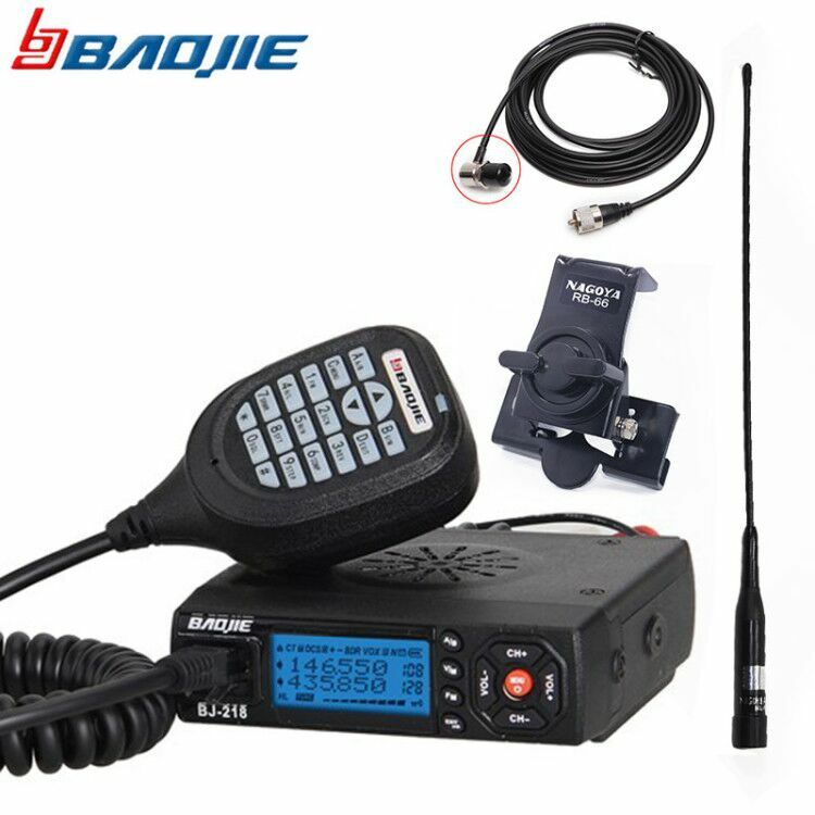 BAOJIE BJ-218 Walkie Talkie Mobil Mini 10KM 25W Dual Band VHF/UHF 136-174Mhz 400-470Mhz 128CH Radio Seluler Transceiver Radio Mobil