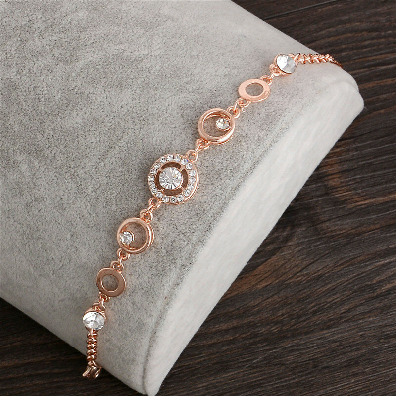 MINHIN – Bracelet en chaîne de couleur or Rose pour femmes, bijoux de mariage en cristal, breloque pour dames, prix de gros