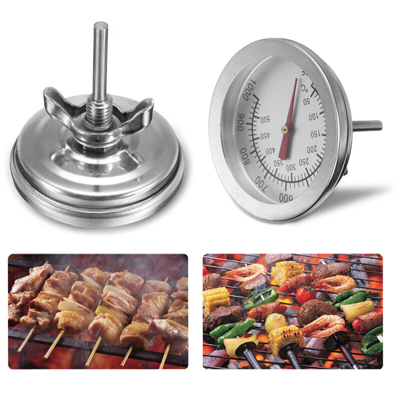 สแตนเลสBBQ Smoker Pit Bimetallic Grillเครื่องวัดอุณหภูมิเครื่องวัดอุณหภูมิแบบDual Gage 500องศาConveniererntทำอาหาร
