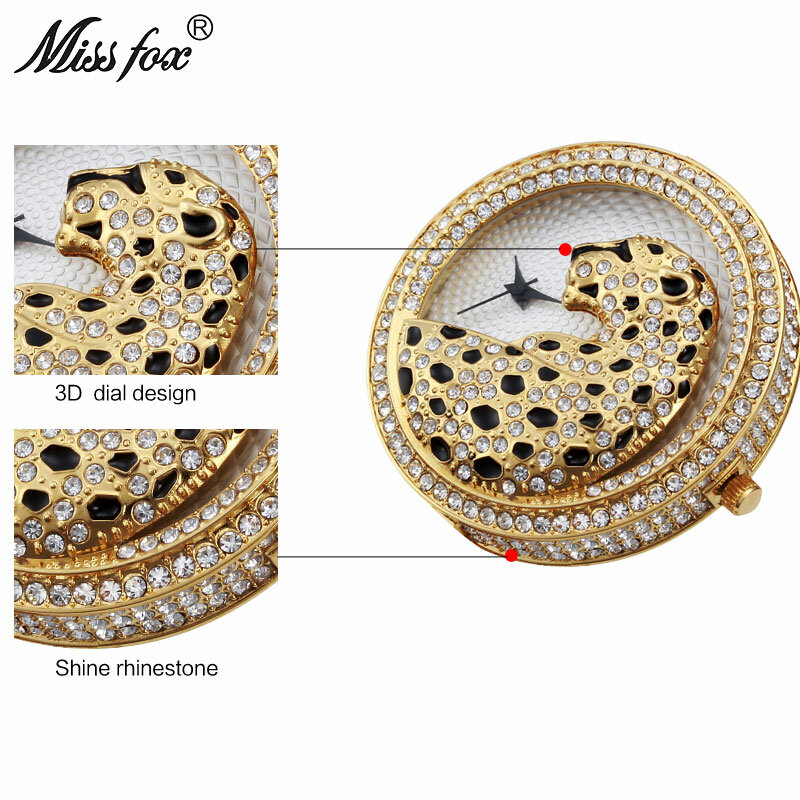 MISSFOX-relojes informales de cuarzo para mujer, accesorio de marca superior de lujo, resistente al agua, color dorado