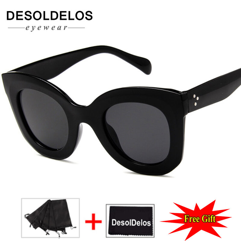 2019 Design de moda Olho de Gato Óculos De Sol Das Mulheres Lente Gradiente de Óculos de Sol Espelho Retro Óculos de sol oculos de sol Gafas UV400