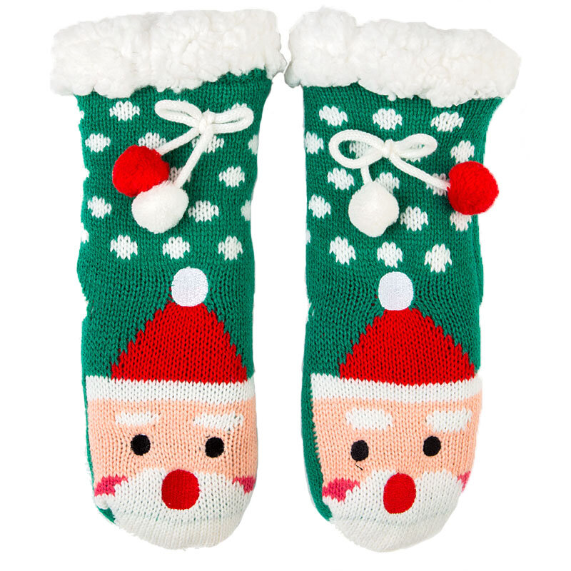 Zuzuwu Kids Slipper Socks Christmas Sock Sherpa Lined Thick Fluffy Double Layer Gripper Warm Winter Indoor