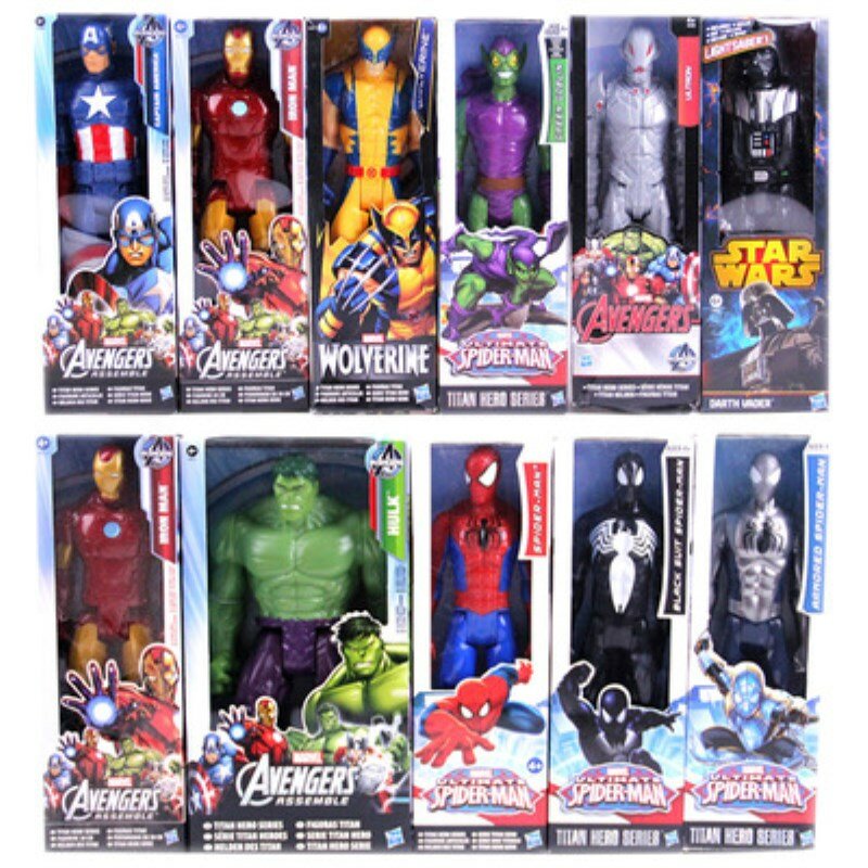 Экшн-фигурка супергероя Мстителей, 12 Дюймов, 30 см, игрушка, Капитан Америка, Железный человек, Росомаха, Человек-паук, модель Raytheon, кукла, пода...