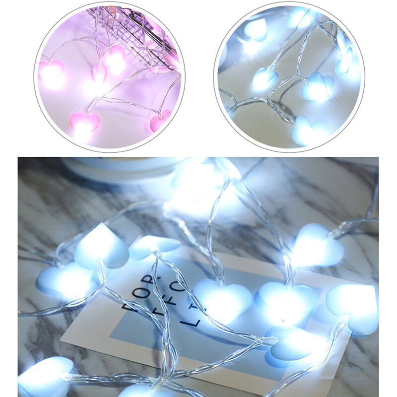 Tira de luces LED con forma de corazón, 1/3M, LED guirnaldas de luces, Navidad, luces decorativas para boda, funciona con batería