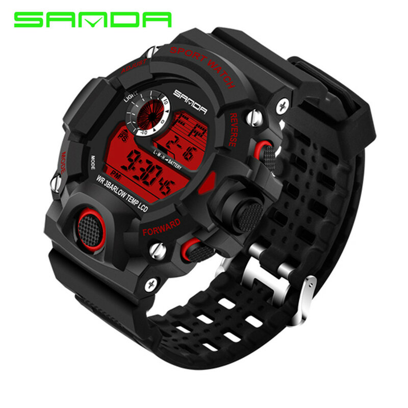 SANDA marka zegarek wojskowi zegarki sportowe moda silikonowy wodoodporny LED zegarek cyfrowy dla mężczyzn zegar mężczyzna Relogios Masculino