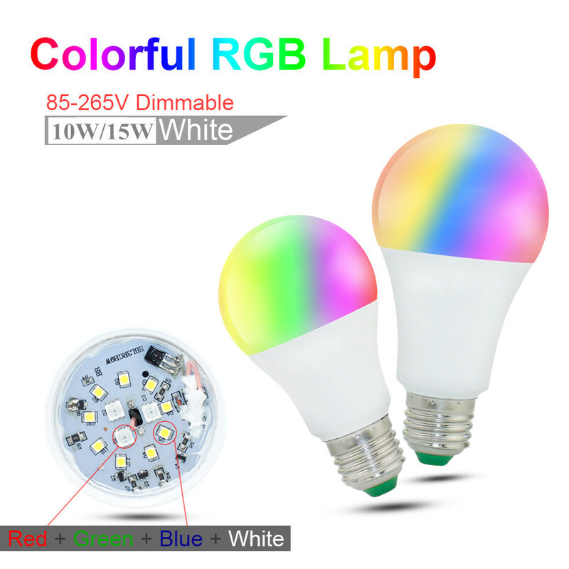 Led rgb 電球ランプ E27 E14 3 10w 変更可能 led 電球 5 ワット 10 ワット 15 ワット rgbw rgbww 85 265-220v マジックホリデー rgb ランプ ir リモートで 16 色