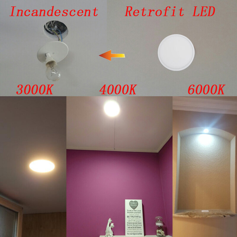 Panel de luz LED ultradelgado para empotrar en el techo, lámpara empotrada de 8W/16W/24W/32W, cuadrada y redonda, T-SUNRISE