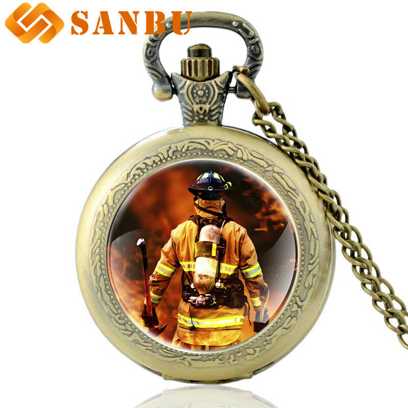 Nowości stany zjednoczone strażaków kontroli bohater kieszonkowy kwarcowy zegarek w stylu Vintage mężczyźni kobiety strażaków wisiorek naszyjnik prezenty