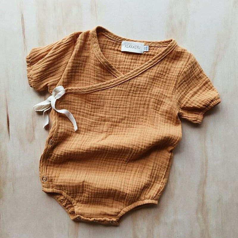 Lato Baby Boy dziewczyny Romper jednolity kolor kombinezon na krótki rękaw kombinezon strój ubrania dla 0-18M noworodka dzieci