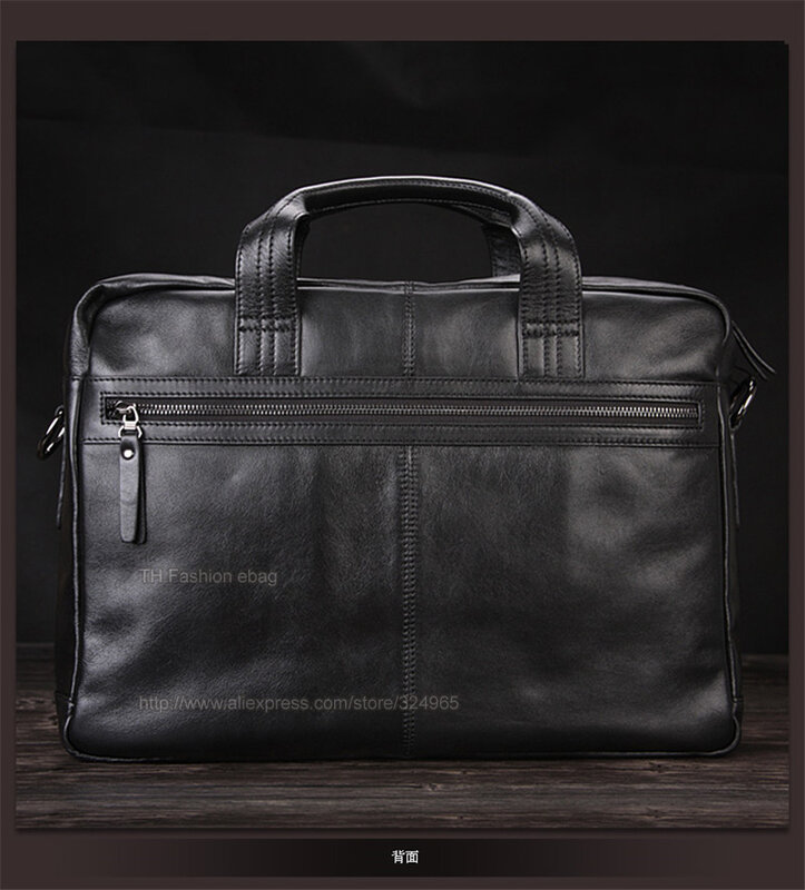 الرجال الفاخرة حقيقية حقيبة جلدية حقيبة أعمال جلدية حقيبة لابتوب 15.4 "بوصة حقيبة مكتب حقيبة الذكور محفظة الرجال السود
