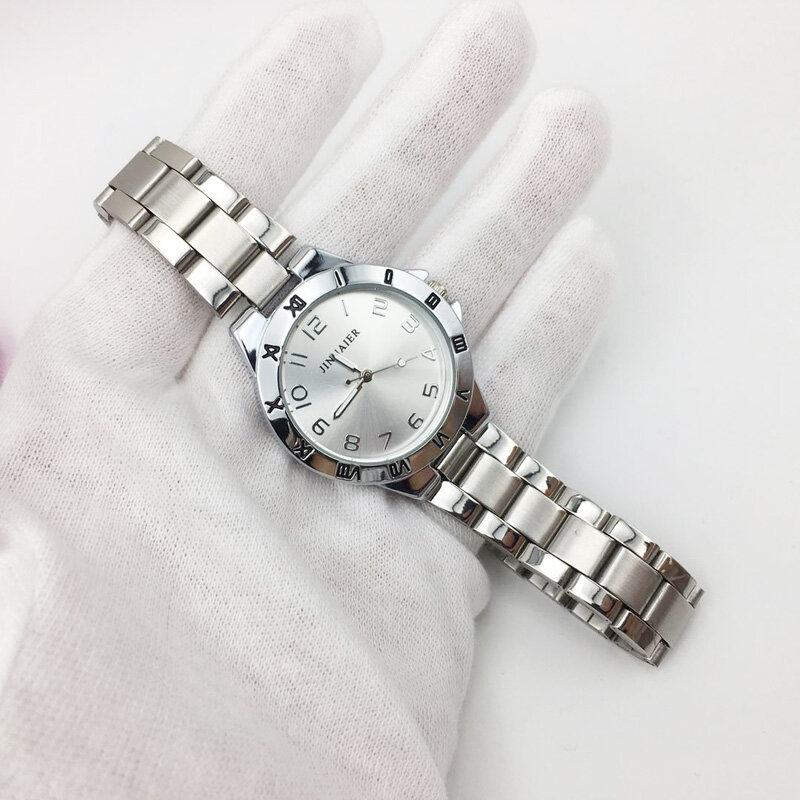 Moda feminina relógio de quartzo analógico prata pulseira de metal relógios de pulso senhoras presente casual relógio de pulso