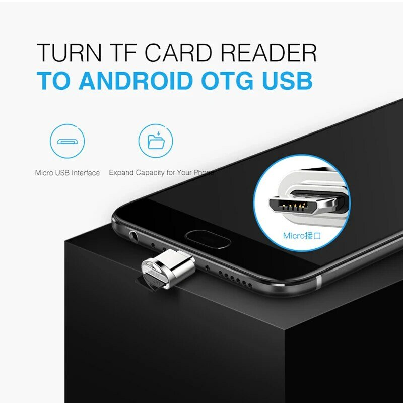 Lector de tarjetas OTG DM CR010, Micro SD/TF, multitarjeta de memoria para teléfono inteligente Android con interfaz Micro USB