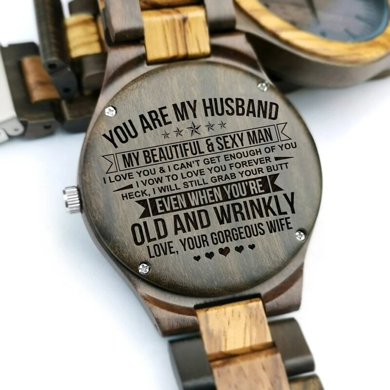 Para o meu marido conhecer você foi destino tornar-se sua esposa foi uma escolha gravado relógio de madeira