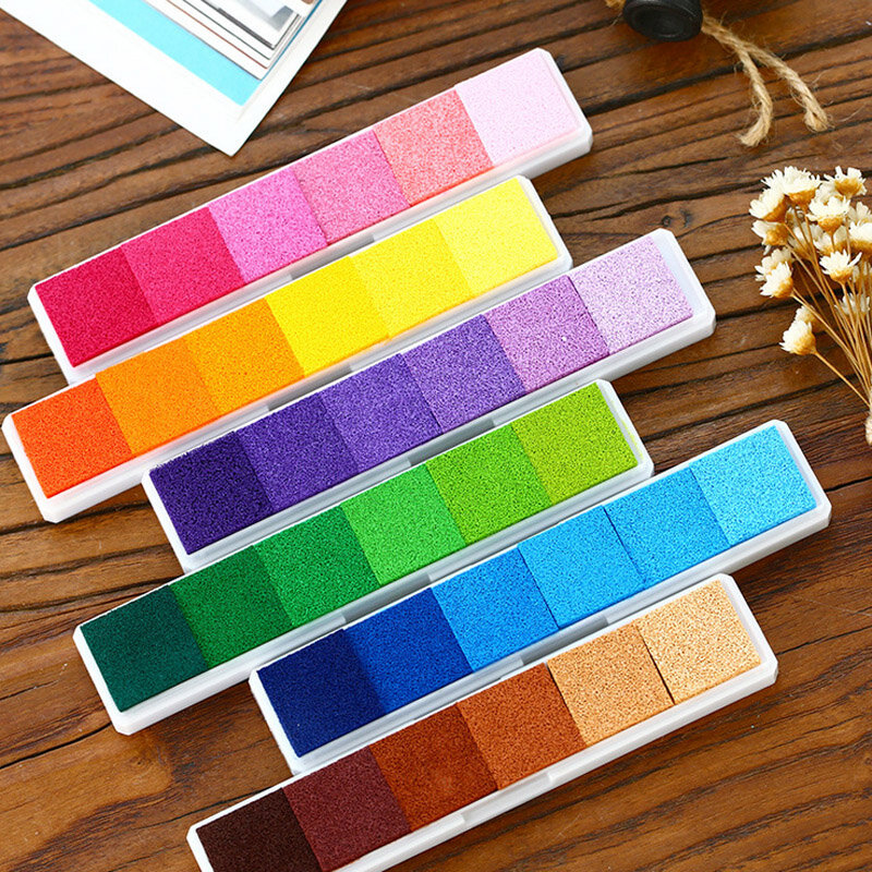 Tampon encreur multicolore couleur bonbon, 1 pièce/lot, tampon encreur en caoutchouc, pour décoration d'album, jouet de scrapbooking pour enfants