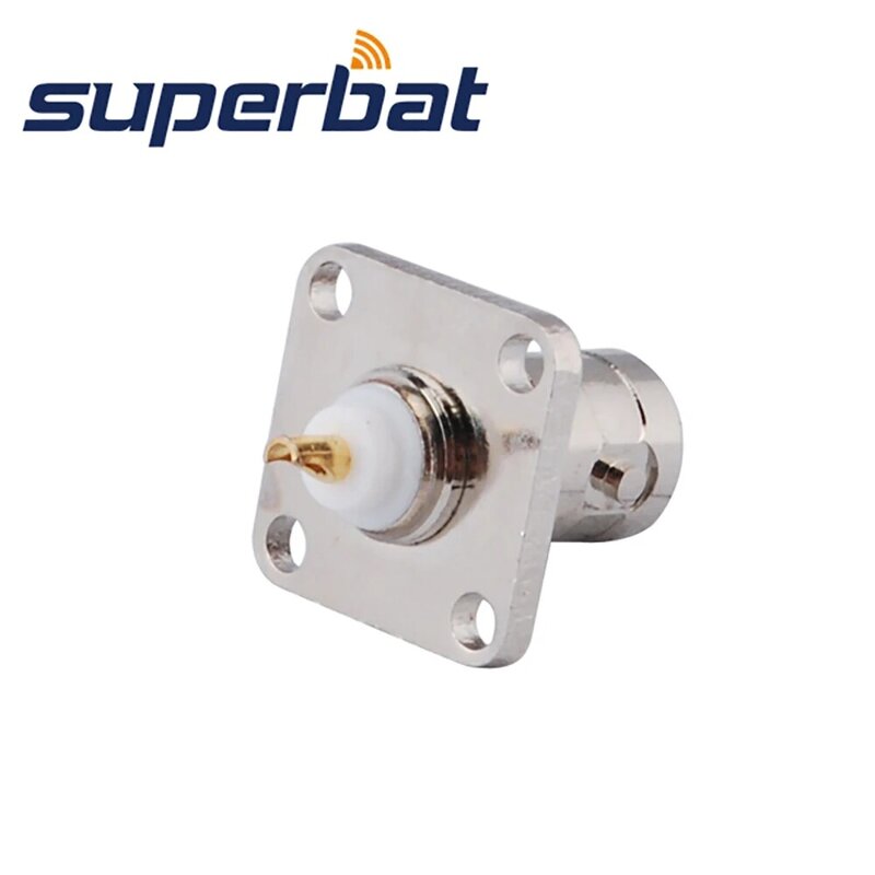 Superbat BNC 4 Hole Panel Mount Female with Solder Cup Straight RF Coaxial Connector