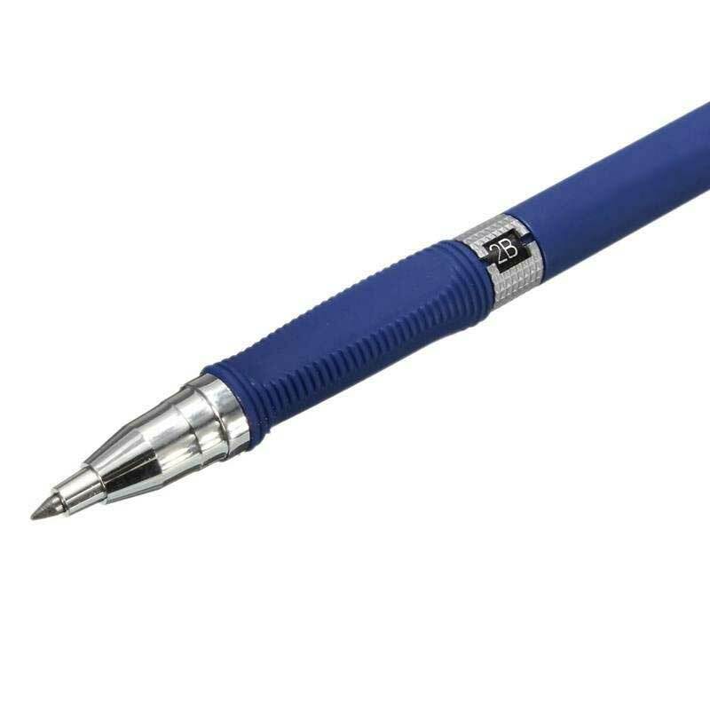 2B-portalápices mecánico de Pe, lápices de plomo de 2,0mm, color azul y negro, papelería de repuesto para examen DE BOCETOS