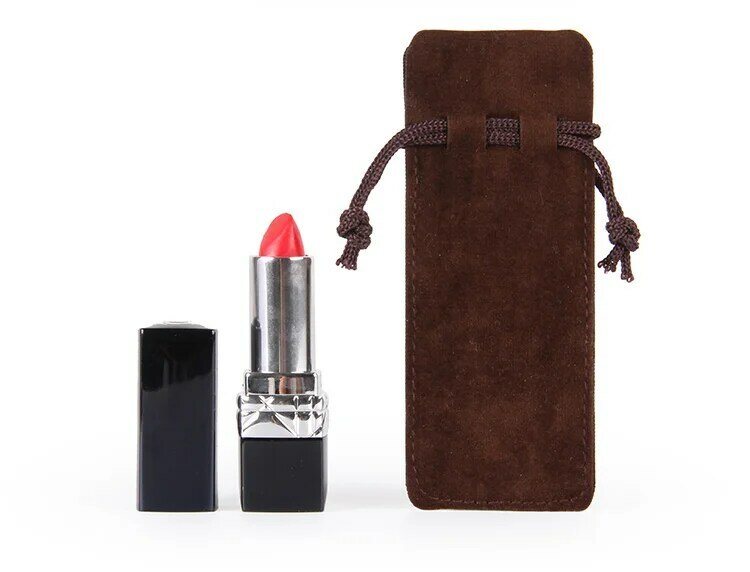 10 pcs/lot 4.5x12, 5x14, 3.5x17 cm cordon Double face velours sacs et pochettes pour maquillage stylo rouge à lèvres sac cadeau emballage sacs