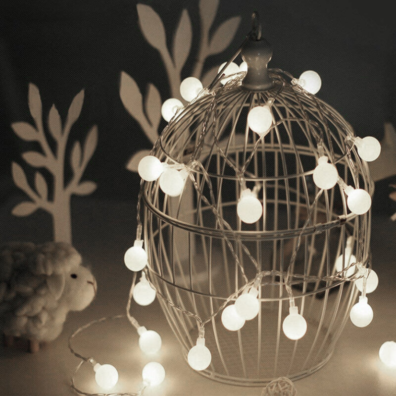 1.5M 3M 5M Peri Garland Tahan Air LED Bola String Lampu untuk Pohon Natal Pernikahan Rumah Dekorasi Dalam Ruangan bertenaga Baterai