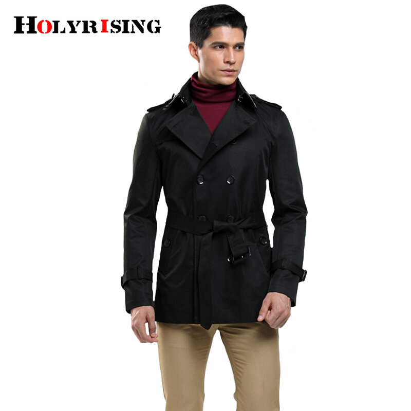 Holyrising-gabardina ajustada para hombre, abrigos informales, ropa cortavientos, pantalones cortos Vintage, talla S-4XL, 18746-5