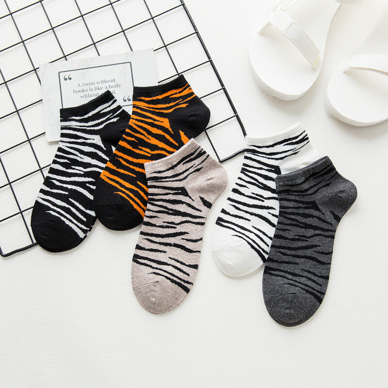 Calcetines tobilleros con diseño de tigre para mujer, para primavera y verano, 2019
