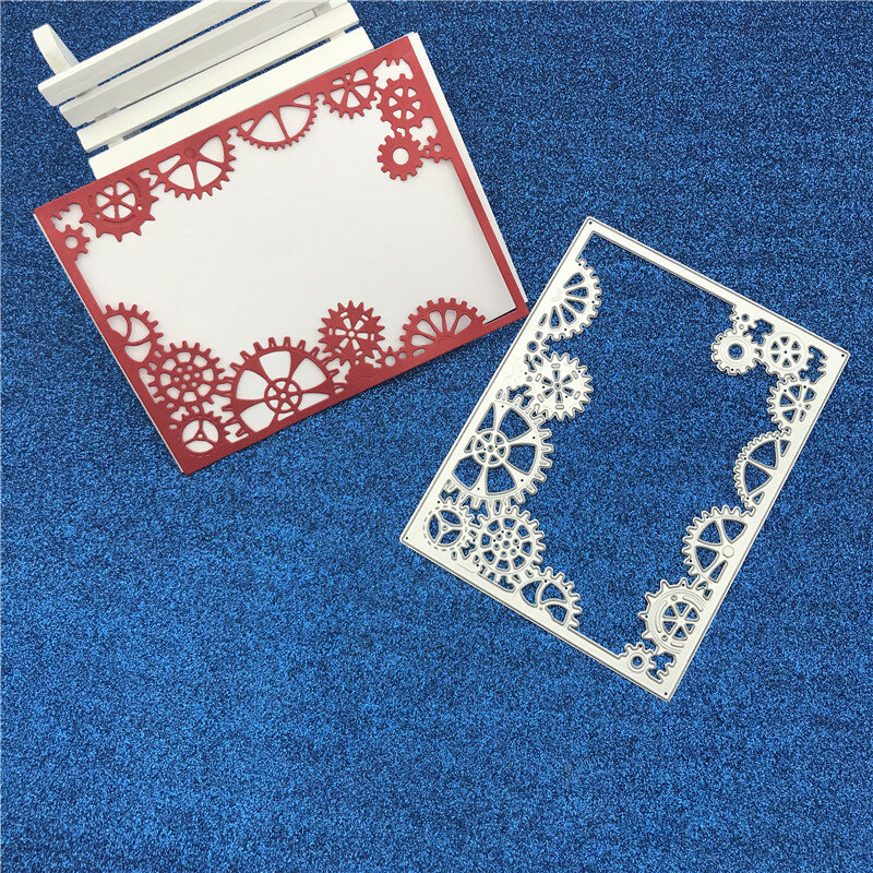 正方形のギア金属切削ダイスステンシル diy スクラップブッキングフォトアルバムエンボス紙カード作る装飾クラフト