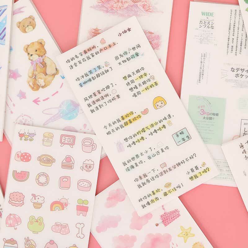 6 Pcs/pack Cute Stationery Sticker Kawaii Diary Sticker Paper For  Scrapbooking Diy Diary Album Stick Label Stickers