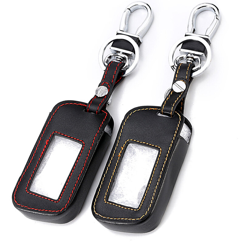 Leather Starline A93 Car Key Case for A39 A63 Two Way Car Alarm Remote Controller A93 LCD Transmitter KeyChain