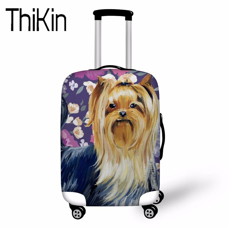 Водонепроницаемый чехол для багажа THIKIN 3D с цветочным рисунком Yorkie, защитные пылезащитные Чехлы для путешествий с собаками и животными, чехл...