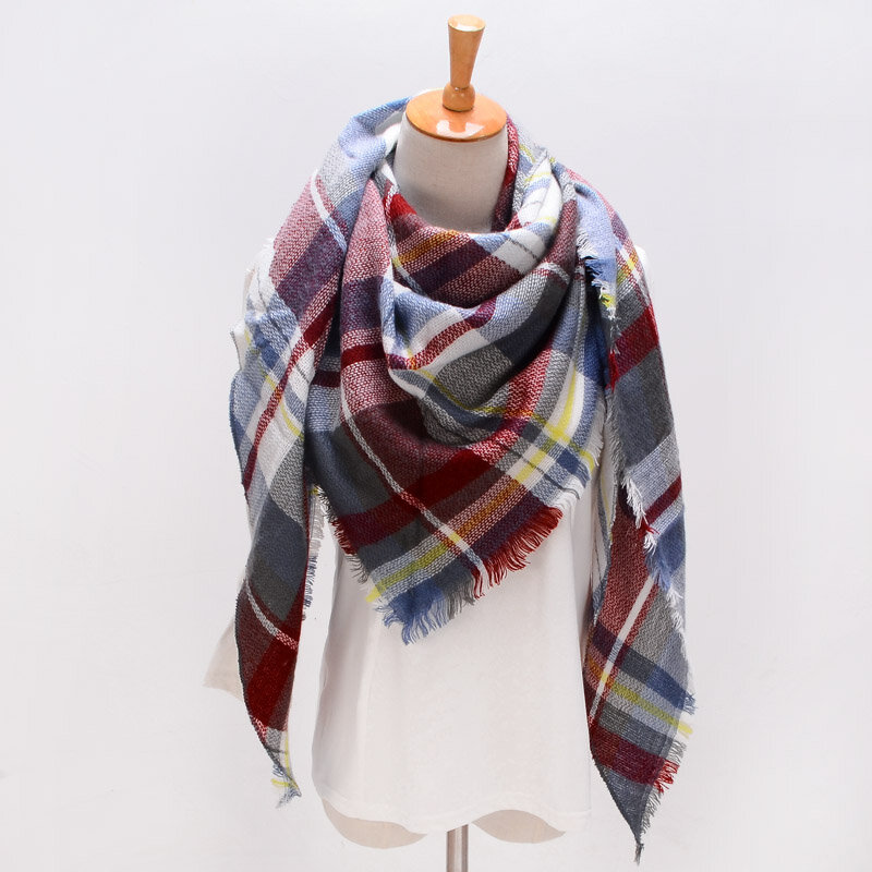 Зимний треугольный шарф для женщин, брендовая дизайнерская шаль, кашемировые клетчатые шарфы, одеяло, оптовая продажа, Прямая поставка, S027-style 11