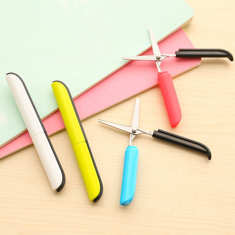 Diseño Creativo de bolígrafo de caramelo para estudiantes, tijeras seguras para cortar papel, suministros escolares de oficina con tapa, papelería para niños, herramienta de bricolaje