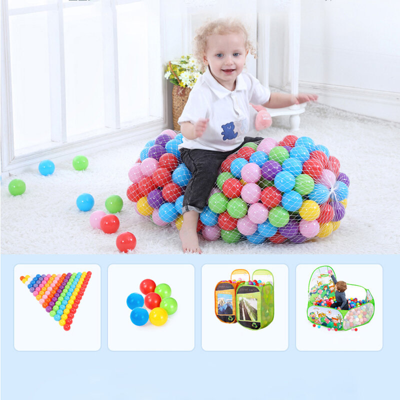 Bolas coloridas ecológicas de plástico macio para crianças, brinquedo para piscina de bolinhas ao ar livre e ondas de oceano, 100