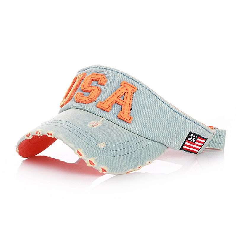 2018 Новая мода буквы США вышивка Пустой Топ козырек Солнцезащитная шляпа для мальчиков и девочек бейсболка бейсболки