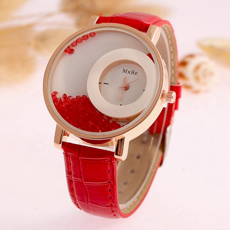 2021 neue Luxus Marke Leder Kristall Quarzuhr Frauen Damen Mode Armband Rhineston Armbanduhren Uhr weibliche