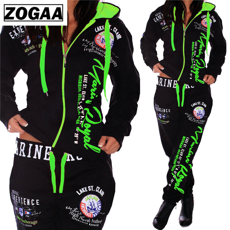 Zogaa 2021のトラックスーツS-3XLブランド女性のカジュアルスポーツウェアのスエットシャツとパンツ女性のスウェットスーツトラックスーツセット