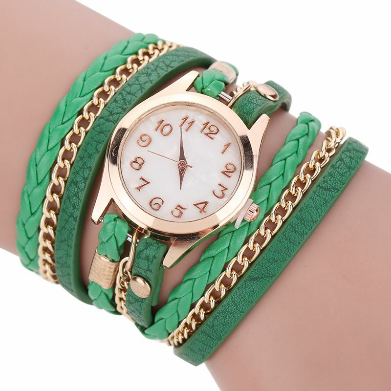 PU Leather Bracelet Watches Women Quartz Wristwatches 1PC Vintage Personality Round Case Shaped Quartz WristWatch