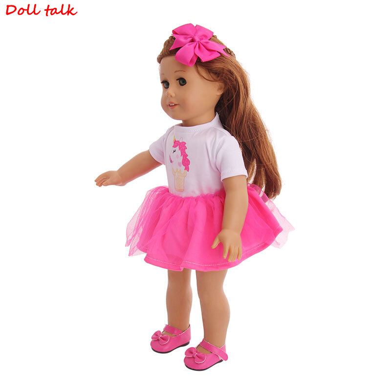 18 Polegada menina boneca roupas unicórnio sereia traje saia vestido de renda para americano recém-nascido brinquedos do bebê caber 43 cm rebron bonecas do bebê